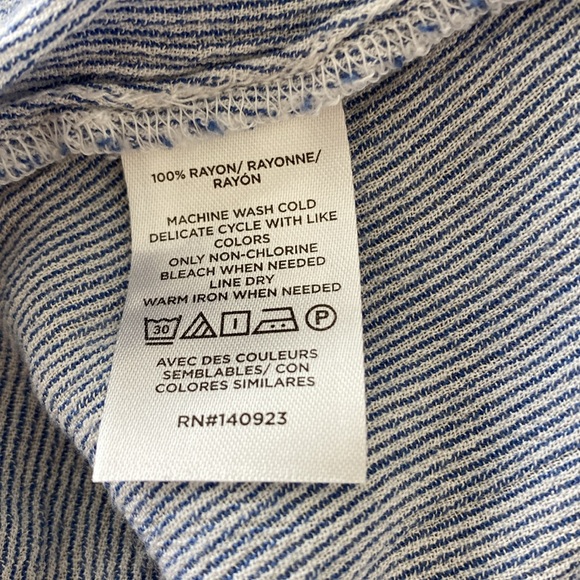 Loft denim blue and white ticking stripe maxi dress size 0 - Picture 6 of 7